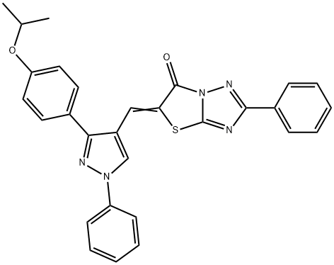 (5Z)-2-phenyl-5-[[1-phenyl-3-(4-propan-2-yloxyphenyl)pyrazol-4-yl]methylidene]-[1,3]thiazolo[3,2-b][1,2,4]triazol-6-one Struktur