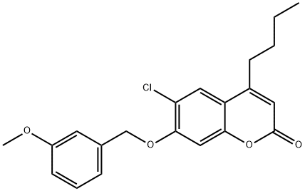 4-butyl-6-chloro-7-[(3-methoxyphenyl)methoxy]chromen-2-one Struktur