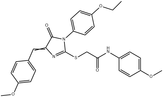 2-[(4E)-1-(4-ethoxyphenyl)-4-[(4-methoxyphenyl)methylidene]-5-oxoimidazol-2-yl]sulfanyl-N-(4-methoxyphenyl)acetamide Struktur