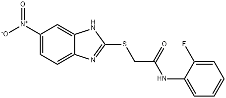 N-(2-fluorophenyl)-2-[(6-nitro-1H-benzimidazol-2-yl)sulfanyl]acetamide Struktur