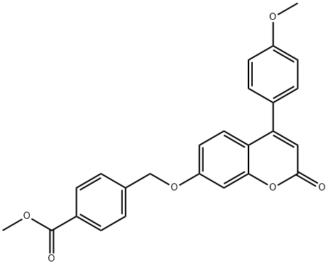 methyl 4-[[4-(4-methoxyphenyl)-2-oxochromen-7-yl]oxymethyl]benzoate Struktur