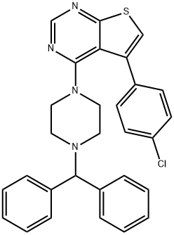 4-(4-benzhydrylpiperazin-1-yl)-5-(4-chlorophenyl)thieno[2,3-d]pyrimidine Struktur