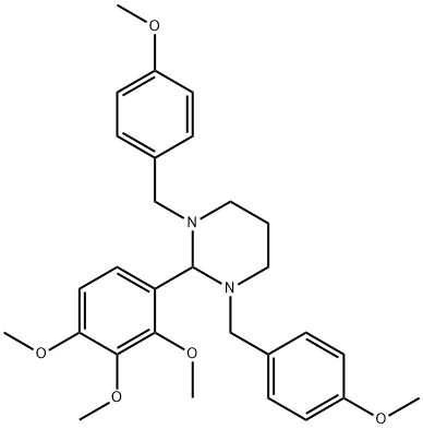 1,3-bis[(4-methoxyphenyl)methyl]-2-(2,3,4-trimethoxyphenyl)-1,3-diazinane Struktur