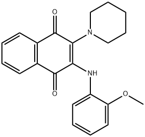 2-(2-methoxyanilino)-3-piperidin-1-ylnaphthalene-1,4-dione Struktur