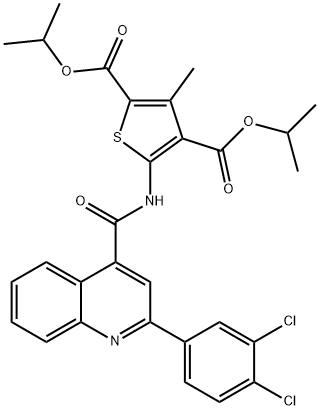 dipropan-2-yl 5-[[2-(3,4-dichlorophenyl)quinoline-4-carbonyl]amino]-3-methylthiophene-2,4-dicarboxylate Struktur