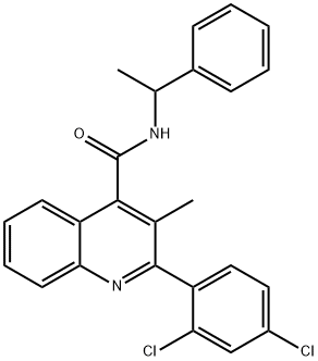 2-(2,4-dichlorophenyl)-3-methyl-N-(1-phenylethyl)quinoline-4-carboxamide Struktur