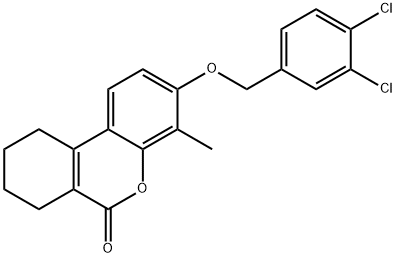 3-[(3,4-dichlorophenyl)methoxy]-4-methyl-7,8,9,10-tetrahydrobenzo[c]chromen-6-one Struktur