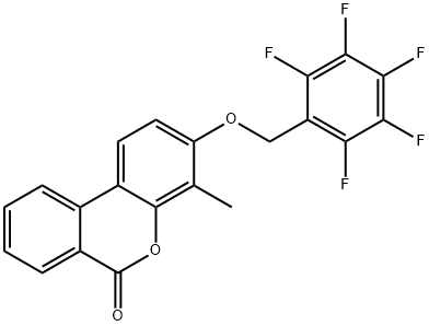 4-methyl-3-[(2,3,4,5,6-pentafluorophenyl)methoxy]benzo[c]chromen-6-one Struktur