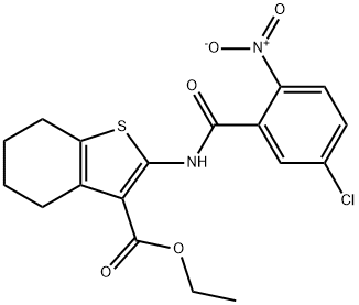 ethyl 2-[(5-chloro-2-nitrobenzoyl)amino]-4,5,6,7-tetrahydro-1-benzothiophene-3-carboxylate Struktur