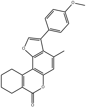 3-(4-methoxyphenyl)-4-methyl-8,9,10,11-tetrahydro-[1]benzofuro[6,7-c]isochromen-7-one Struktur