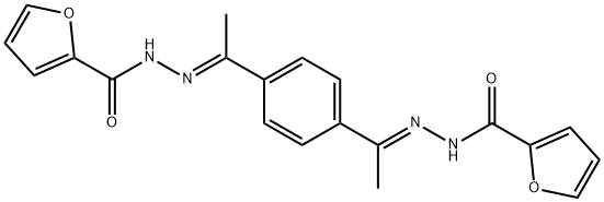 N-[(E)-1-[4-[(E)-N-(furan-2-carbonylamino)-C-methylcarbonimidoyl]phenyl]ethylideneamino]furan-2-carboxamide Struktur