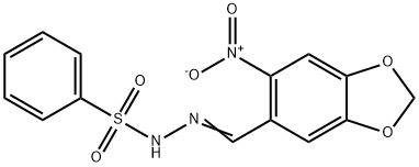 N-[(E)-(6-nitro-1,3-benzodioxol-5-yl)methylideneamino]benzenesulfonamide Struktur