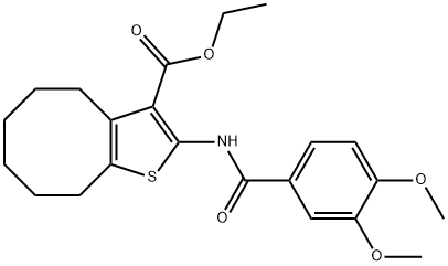 ethyl 2-[(3,4-dimethoxybenzoyl)amino]-4,5,6,7,8,9-hexahydrocycloocta[b]thiophene-3-carboxylate Struktur