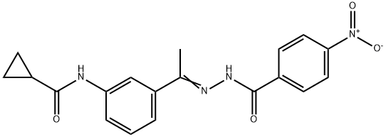 N-[(Z)-1-[3-(cyclopropanecarbonylamino)phenyl]ethylideneamino]-4-nitrobenzamide Struktur