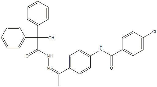 4-chloro-N-[4-[(Z)-N-[(2-hydroxy-2,2-diphenylacetyl)amino]-C-methylcarbonimidoyl]phenyl]benzamide Struktur