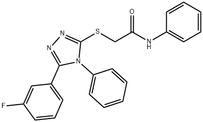 2-[[5-(3-fluorophenyl)-4-phenyl-1,2,4-triazol-3-yl]sulfanyl]-N-phenylacetamide Struktur