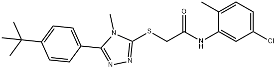 2-[[5-(4-tert-butylphenyl)-4-methyl-1,2,4-triazol-3-yl]sulfanyl]-N-(5-chloro-2-methylphenyl)acetamide Struktur