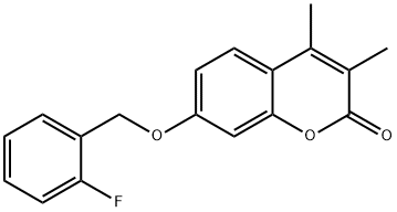 7-[(2-fluorophenyl)methoxy]-3,4-dimethylchromen-2-one Struktur