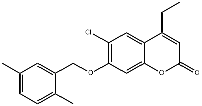 6-chloro-7-[(2,5-dimethylphenyl)methoxy]-4-ethylchromen-2-one Struktur