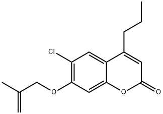 6-chloro-7-(2-methylprop-2-enoxy)-4-propylchromen-2-one Struktur