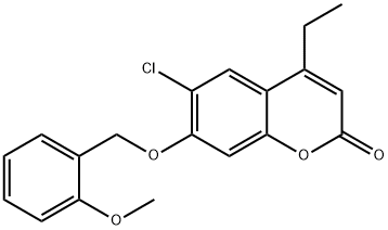 6-chloro-4-ethyl-7-[(2-methoxyphenyl)methoxy]chromen-2-one Struktur