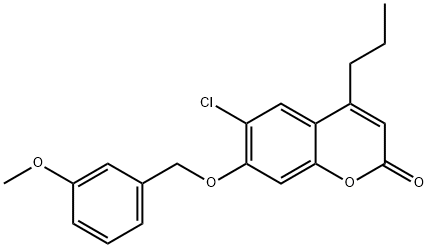 6-chloro-7-[(3-methoxyphenyl)methoxy]-4-propylchromen-2-one Struktur