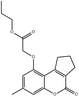 propyl 2-[(7-methyl-4-oxo-2,3-dihydro-1H-cyclopenta[c]chromen-9-yl)oxy]acetate Struktur