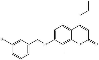 7-[(3-bromophenyl)methoxy]-8-methyl-4-propylchromen-2-one Struktur