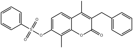 (3-benzyl-4,8-dimethyl-2-oxochromen-7-yl) benzenesulfonate Struktur