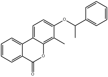 4-methyl-3-(1-phenylethoxy)benzo[c]chromen-6-one Struktur