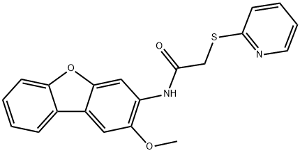 N-(2-methoxydibenzofuran-3-yl)-2-pyridin-2-ylsulfanylacetamide Struktur