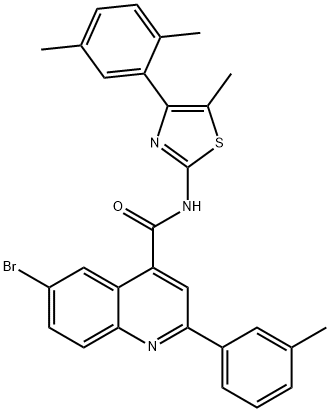 6-bromo-N-[4-(2,5-dimethylphenyl)-5-methyl-1,3-thiazol-2-yl]-2-(3-methylphenyl)quinoline-4-carboxamide Struktur