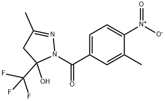 [5-hydroxy-3-methyl-5-(trifluoromethyl)-4H-pyrazol-1-yl]-(3-methyl-4-nitrophenyl)methanone Struktur