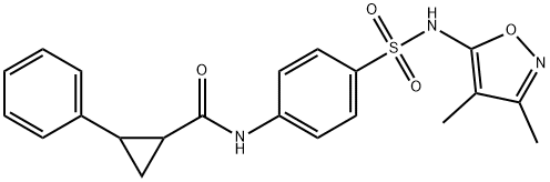 N-[4-[(3,4-dimethyl-1,2-oxazol-5-yl)sulfamoyl]phenyl]-2-phenylcyclopropane-1-carboxamide Struktur