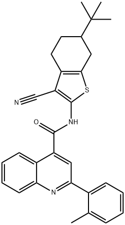 N-(6-tert-butyl-3-cyano-4,5,6,7-tetrahydro-1-benzothiophen-2-yl)-2-(2-methylphenyl)quinoline-4-carboxamide Struktur