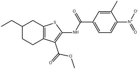 methyl 6-ethyl-2-[(3-methyl-4-nitrobenzoyl)amino]-4,5,6,7-tetrahydro-1-benzothiophene-3-carboxylate Struktur