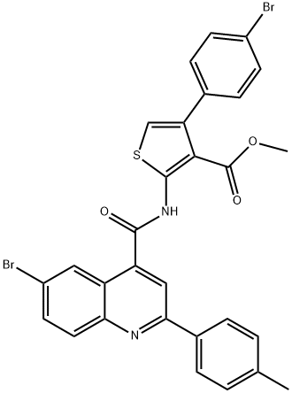 methyl 2-[[6-bromo-2-(4-methylphenyl)quinoline-4-carbonyl]amino]-4-(4-bromophenyl)thiophene-3-carboxylate Struktur