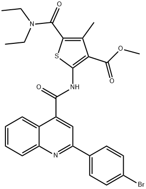 methyl 2-[[2-(4-bromophenyl)quinoline-4-carbonyl]amino]-5-(diethylcarbamoyl)-4-methylthiophene-3-carboxylate Struktur