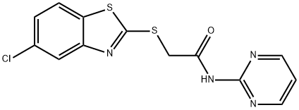 2-[(5-chloro-1,3-benzothiazol-2-yl)sulfanyl]-N-pyrimidin-2-ylacetamide Struktur