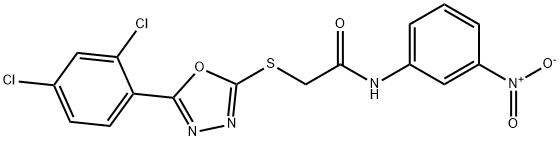 2-[[5-(2,4-dichlorophenyl)-1,3,4-oxadiazol-2-yl]sulfanyl]-N-(3-nitrophenyl)acetamide Struktur