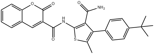 N-[4-(4-tert-butylphenyl)-3-carbamoyl-5-methylthiophen-2-yl]-2-oxochromene-3-carboxamide Struktur