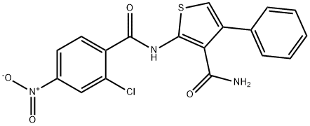 2-[(2-chloro-4-nitrobenzoyl)amino]-4-phenylthiophene-3-carboxamide Struktur