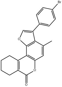 3-(4-bromophenyl)-4-methyl-8,9,10,11-tetrahydro-[1]benzofuro[6,7-c]isochromen-7-one Struktur