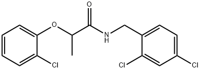 2-(2-chlorophenoxy)-N-[(2,4-dichlorophenyl)methyl]propanamide Struktur