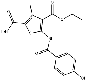 propan-2-yl 5-carbamoyl-2-[(4-chlorobenzoyl)amino]-4-methylthiophene-3-carboxylate Struktur