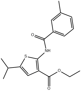 ethyl 2-[(3-methylbenzoyl)amino]-5-propan-2-ylthiophene-3-carboxylate Struktur