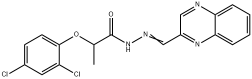 2-(2,4-dichlorophenoxy)-N-[(E)-quinoxalin-2-ylmethylideneamino]propanamide Struktur