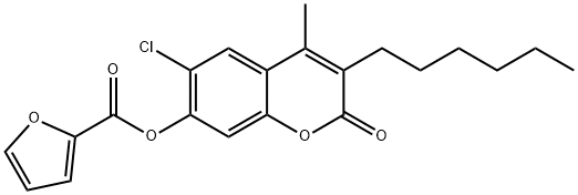 (6-chloro-3-hexyl-4-methyl-2-oxochromen-7-yl) furan-2-carboxylate Struktur