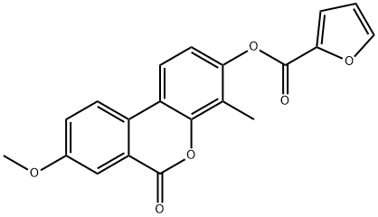 (8-methoxy-4-methyl-6-oxobenzo[c]chromen-3-yl) furan-2-carboxylate Struktur