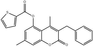 (3-benzyl-4,7-dimethyl-2-oxochromen-5-yl) thiophene-2-carboxylate Struktur